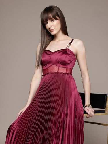 Label RITU KUMAR Wine Grace Shoulder Strapes Sweetheart Neck Long Dress