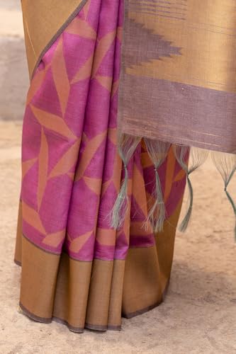 Soch Womens Magenta Tussar Zari Woven Saree