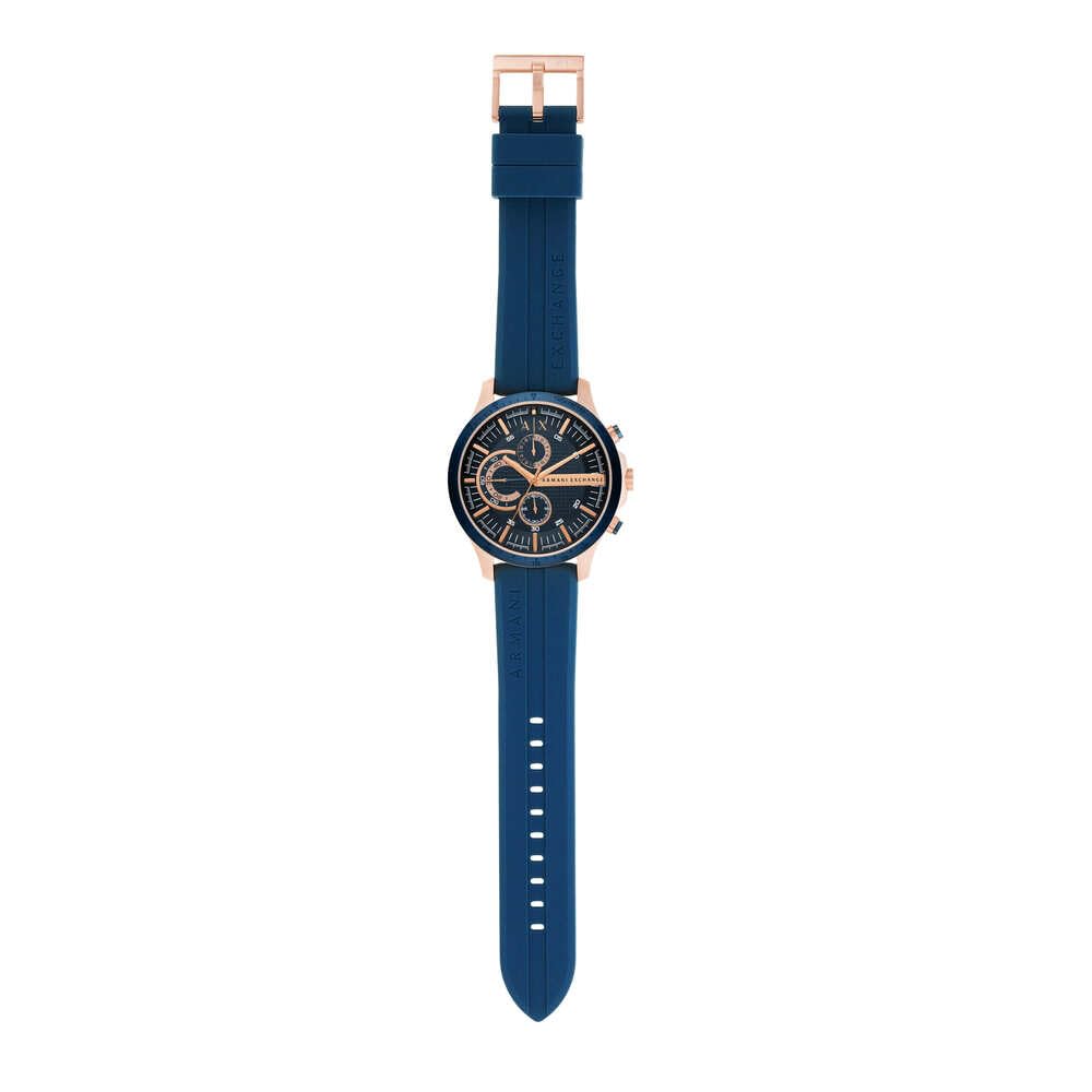 A|X Armani Exchange Men's Chronograph Quartz Watch with Silicone Strap AX2440, Blue, strap, blue, Standard, AX2440-AMZUK