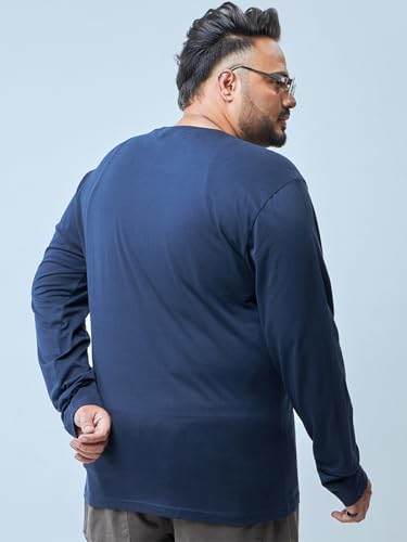 Bewakoof Official Harry Potter Merchandise Harry Potter Men's Graphic Print Regular Fit Full Sleeve Round Neck Cotton Plus Size T-Shirt_694241_Blue_6XL