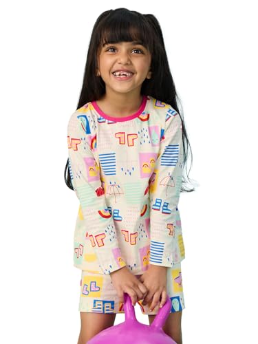 The Souled Store Official Peppa: Rainbow Splash Girls Round Neck Multicolor Graphic Printed Cotton Full Sleeve T-Shirts