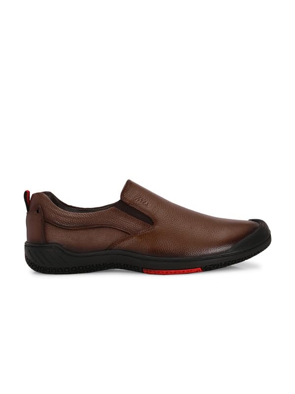 HITZ Men's Tan Leather Formal Slip On Shoes