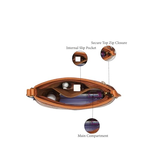 Caprese Pupa Medium Sling Bag for Women with Adjustable Strap & Zipper Closure for Comfortable Wear | Versatile Handbag for Everyday Use, Travel, and Special Occasions (Tan)