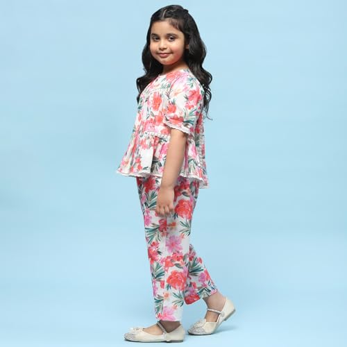 BIBA Girls PRINTED GATHERED KID(KWSAMARKAND5950_OFF WHITE_11)