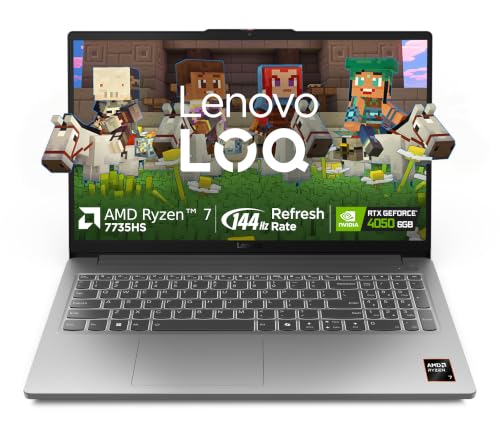 Lenovo LOQ Essential AMD Ryzen 7 7735HS | NVIDIA RTX 4050 6GB (16GB RAM/512GB SSD/FHD IPS/144Hz Refresh Rate/15.6" (39.6cm)/Windows 11/Office Home 2024/Grey/1.8Kg), 83S000GLIN Gaming Laptop
