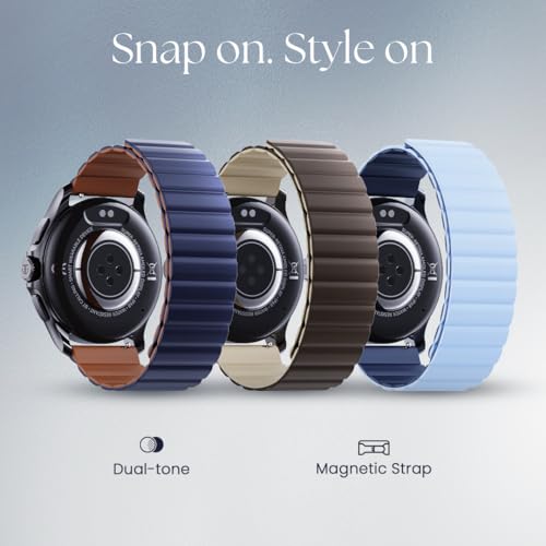Titan Evoke 2.0, 1.32" AMOLED Display Smart Watch with AOD,1000 Nits, Functional Crown, Magnetic Strap, Metal Body,Fast Charge,24/7 Health Suite, BT Calling, SpO2, HRM, IP68 Smartwatch - Glacier Blue