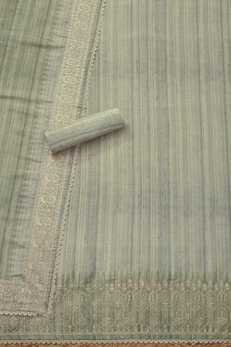 Soch Womens Olive Art Tussar Digital Print Unstitch Dress Material With Thread Work