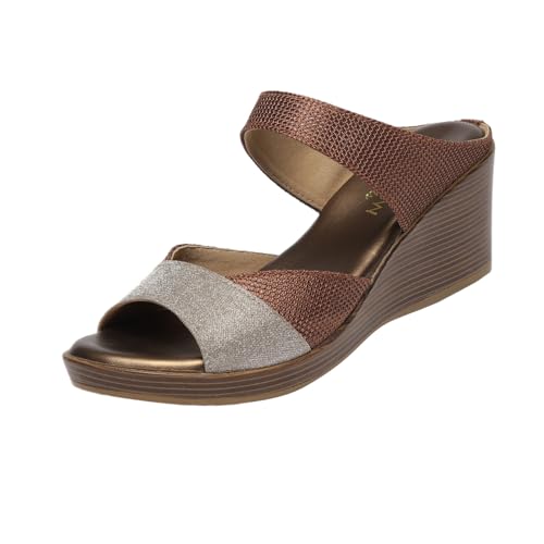 MONROW Fancy and Stylish Trendy and Lightweight Casual Regularwear Vegan Wedges For Women and Girls Bronze 5UK