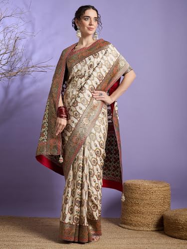 AKHILAM Women's Kanjivaram Woven Soft Silk Saree With Blouse Piece