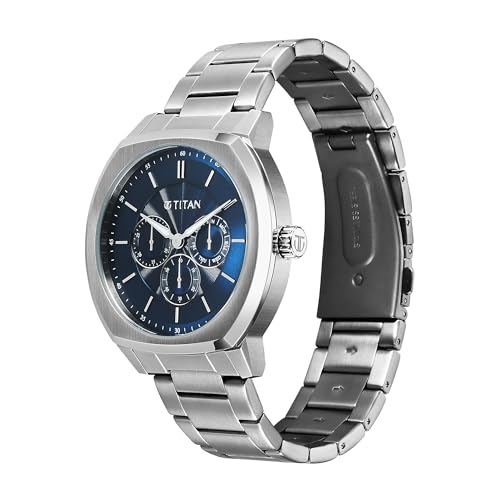 Titan Regalia Arc Analog with Day Date Second Subdial and Blue Dial Stainless Steel Strap Watch for Men - 90213SM01