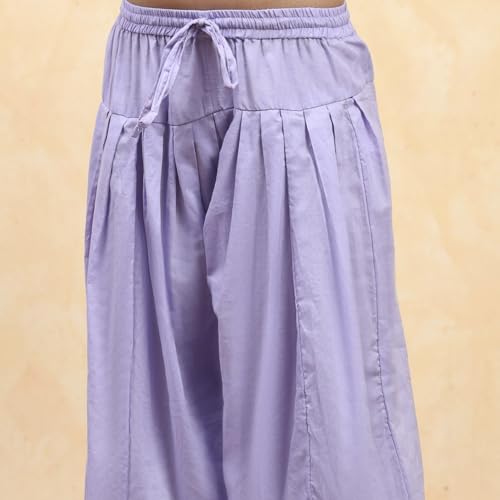 BIBA Girl's Purple Cotton Tiered Printed Kurta Salwar Set