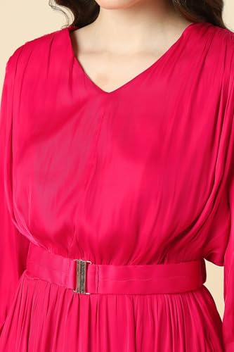 Women Pink Solid Party Dress