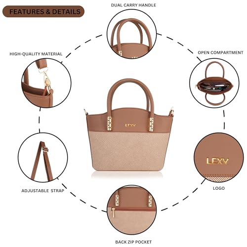 Lexy Women's Hand Bag | Handbag for Work | Ladies Purse | Stylish Shoulder Bag | Gift for Women (Tan Brown)
