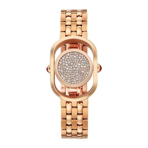 Titan Raga Paris with Love Quartz Analog 3Hands Display Red/Mirror Polished dial with Embossed Pattern Dial Rose Gold Stainless Steel Strap Watch for Women - 2839WM01