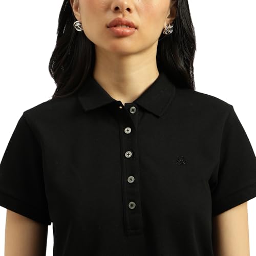 United Colors of Benetton Polo Neck Solid T-Shirt (Size: M)-25A3WG9E3173G100 Black