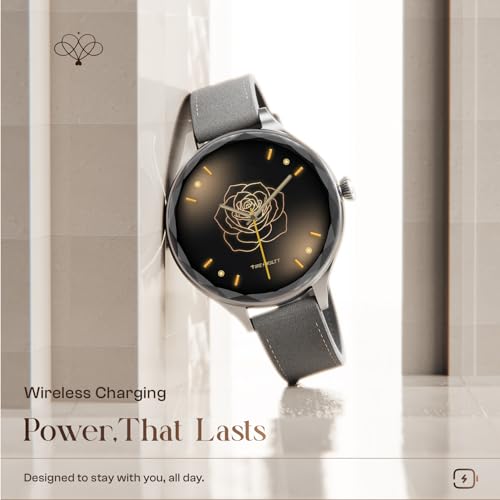 Fire-Boltt Phoenix Aura Women Smart Watch with 1.26” Diamond-Cut HD Display, Rotating Crown, Wireless Charging, Bluetooth Calling, Voice Assistant, 120+ Sports Modes - Slate Grey