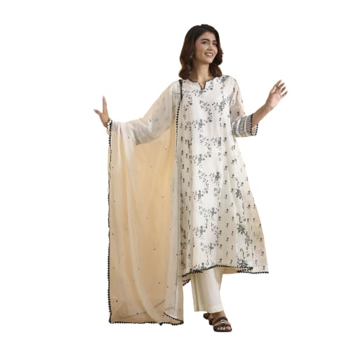 BIBA Solid Cotton Silk Kalidar Festive Kurta Set