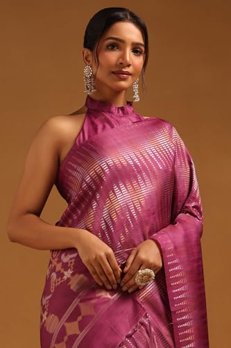 Soch Womens Magenta Tussar Woven Design Saree