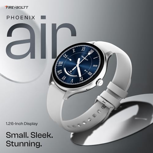 Fire-Boltt Phoenix Air Smart Watch 1.26” Round Display, Rotating Button, Wireless Charging, Ultra Lightweight Metal Body, Bluetooth Calling, Smartwatch with Silicone & Mesh Steel Straps Cloud White