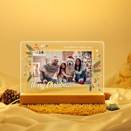 CRAFTY MARVELS Personalized Photo Lamp, Night Light Plaque,Couple, Anniversary, Merry Christmas Gift, Custom Led Night Light, Gift for Her Him Family Friends, 7x7 inch