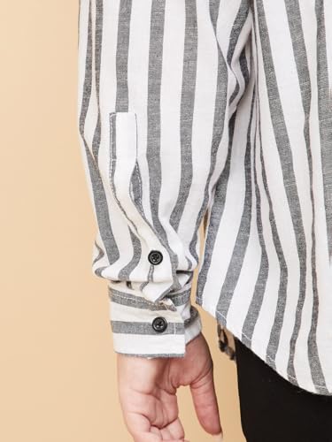 Max Women Striped Oversized Shirt (Black_5XL)