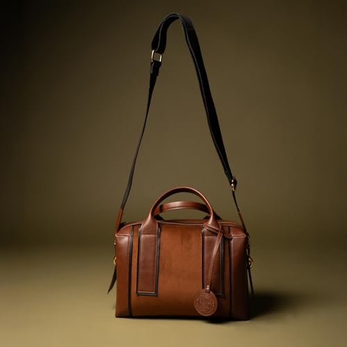 Theater Dr. Boulder Tan Suede Shoulder Bag for Women | Spacious Structured Handbag with Adjustable & Detachable Straps | Ideal for Office, Work, Travel & Daily Use