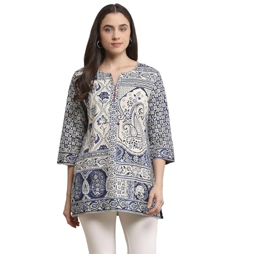 Biba Women Indigo Cotton Straight Kurta_46