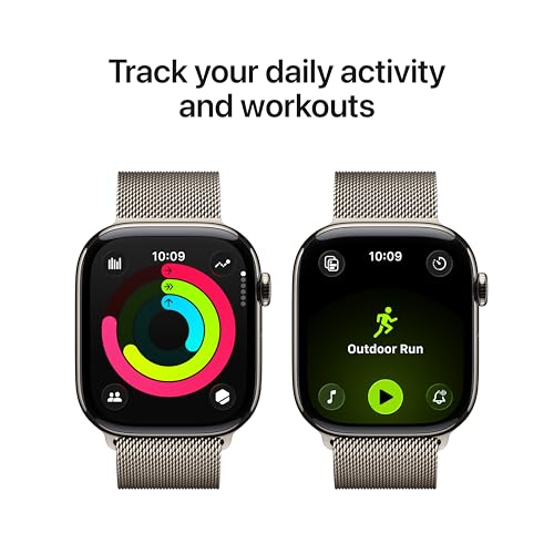 Apple Watch Series 11 GPS + Cellular 46mm Natural Titanium Case with Natural Milanese Loop - M/L