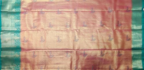 VFCollections Women's Traditional Handloom Kanchipuram Silk Pure Pattu Sarees | Rich Zari Woven Design | Bridal Saree | Unstitched Blouse (VFC721-3)