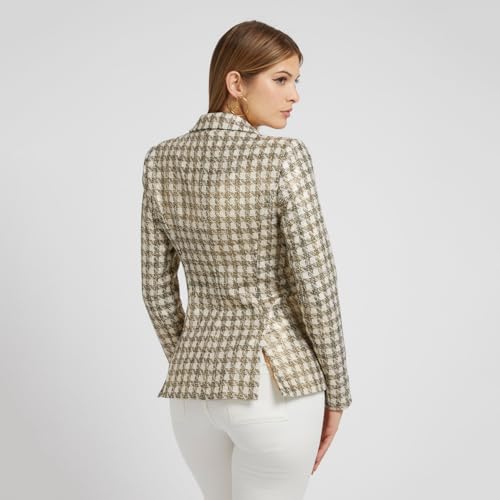 GUESS Women Multi-Color Checked Lapel Collar Full Sleeves Double Breasted Blazer