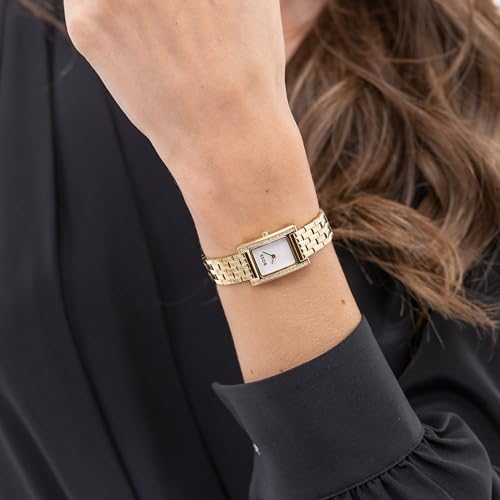 BOSS Women's Lucy Precious Watch, Black Leather Strap 3B Modern, Stylish Timepiece - Gift for Her 18.5mm, Gold Plated, bracelet