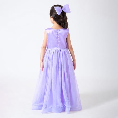 Hopscotch Girls Purple Sleeveless 3D Floral Applique Gown for Age (12-24 Months)