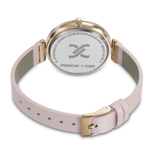 Daniel Klein Analog Silver Round Dial Rose Gold Case Pink Leather Strap Water-Resistant Wrist Watch for Women Girls, Ladies DK.1.12260-5
