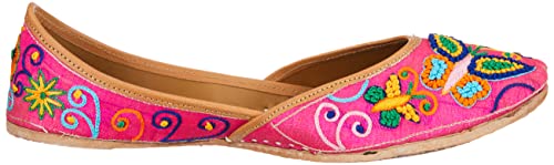Mochi Womens Synthetic Pink Mojaris (Size (6 UK (39 EU))
