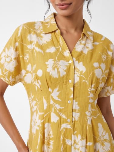 Max Women Printed Shirt Dress (Yellow_S)