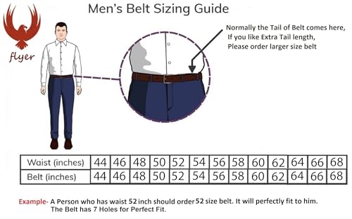 Flyer Extra Belt for Big Waist Men | Black Genuine Leather 72 Inch | Long and Strong | 2-Year Warranty | BL808