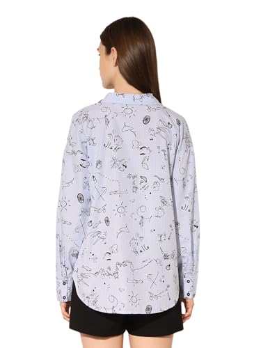 ONLY Women's Regular Fit Blue Shirt