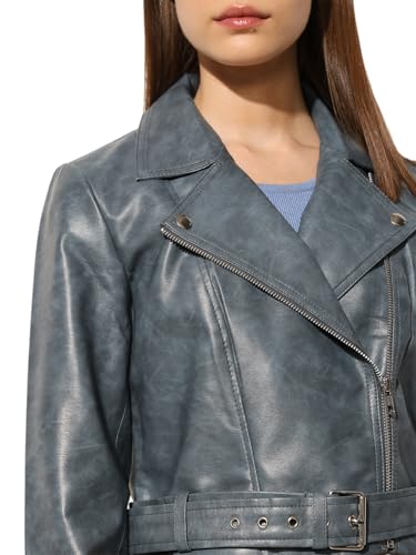 ONLY Women's Solid Regular Fit Blue Jacket
