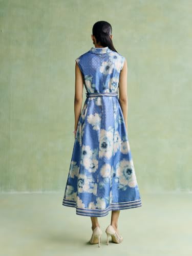 Aarke Ritu Kumar Blue Ananta Festive Long Dress with Belt