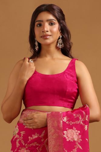 Soch Womens Fuchsia Crepe Botanical Zari Woven Saree