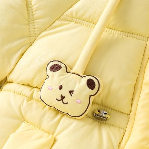Hopscotch Girls Yellow Full Sleeves Bear Applique Puffer Coat For Age (4-5 Years)