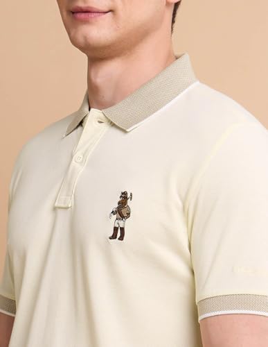 U.S. POLO ASSN. Men's Solid Pure Cotton Polo Shirt Beige