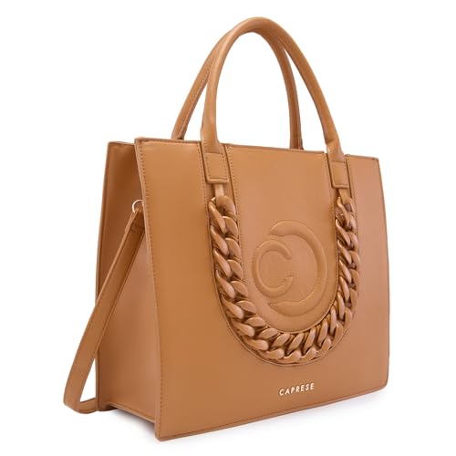 Caprese Roxana Tote Bag, Medium-Brown | Stylish Handbag for Women | Spacious, Versatile Office & Daily Essentials Tote | Top Zip Closure