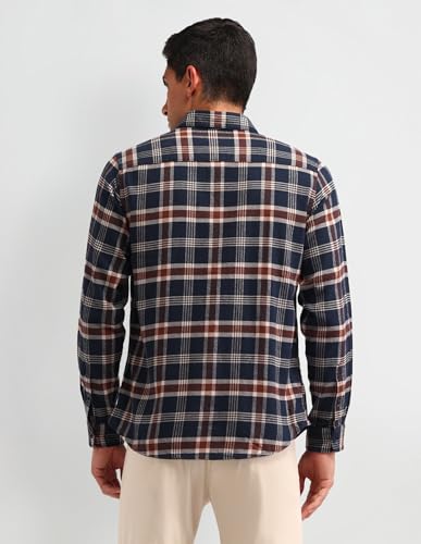 U.S. Polo Assn. Denim Co. Men's Checkered Slim Fit Shirt (UDSHT1408_Blue