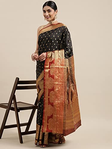 Panzora Women's Banarasi Silk Saree With Unstitched Blouse Piece