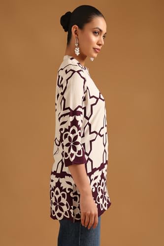 Soch Womens Purple Viscose Geometric Tunic
