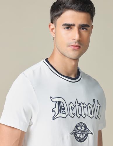 U.S. POLO ASSN. Denim Co. Men's Muscle Fit Typographic Printed T-Shirt (UDTSHOE0161_White_L)