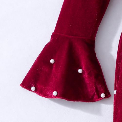 Hopscotch Girls Red Full Sleeves Oversized Bow Applique Dress for Age (5-6 Years)