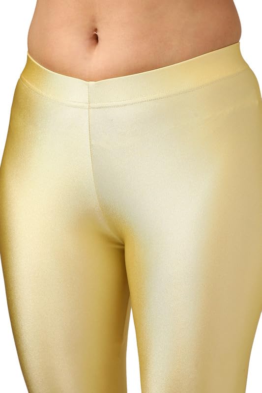 Soch Womens Gold Nylon Blend Solid Leggings