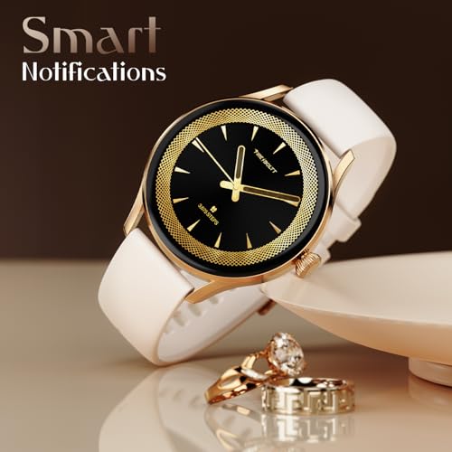 Fire-Boltt Glitz Women Smart Watch with 1.19” AMOLED Display, Bluetooth Calling, Rotating Crown, Always On Display, 1000 Nits Brightness, IP68 Waterproof Pearl White